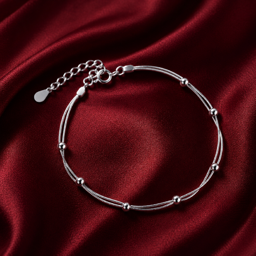 Vòng bạc dây đôi nhịp xoắn – Êm dịu trong từng chuyển động | Hải Hà Jewelry