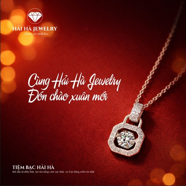 Dây chuyền bạc 925 đính moissanite 2 carat dáng bát giác tinh tế | Hải Hà Jewelry