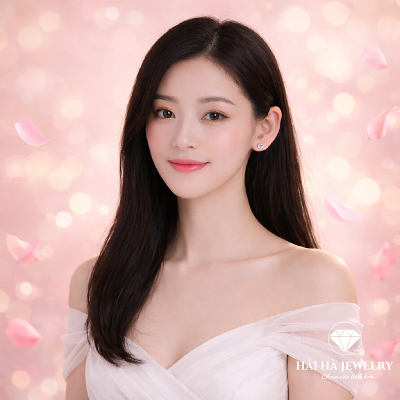 Bông tai nữ bạc 925 đính moissanite – dáng nụ tròn tối giản, nhẹ tai và tinh tế