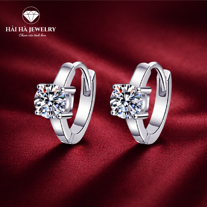 Bông tai nữ bạc đính đá tròn – giữ lại một điểm sáng rất vừa