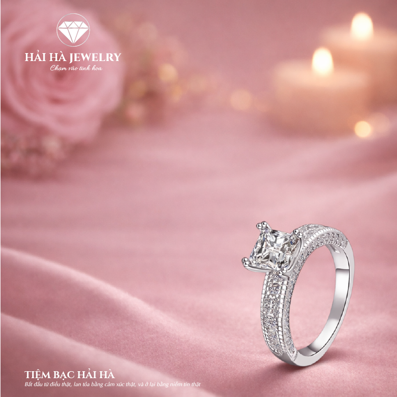 Nhẫn nữ bạc 925 đính kim cương Moissanite 1,2 Carat