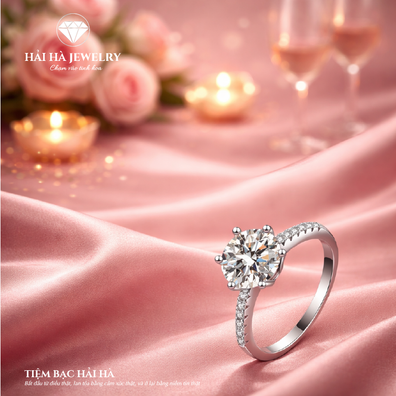 Nhẫn nữ bạc 925 đính moissanite solitaire – điểm sáng tinh tế trên ngón tay