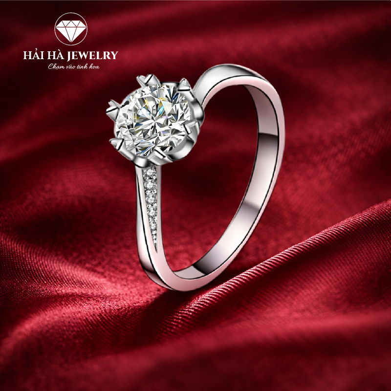 Nhẫn nữ bạc 925 moissanite dáng solitaire – điểm sáng ở lại thật lâu