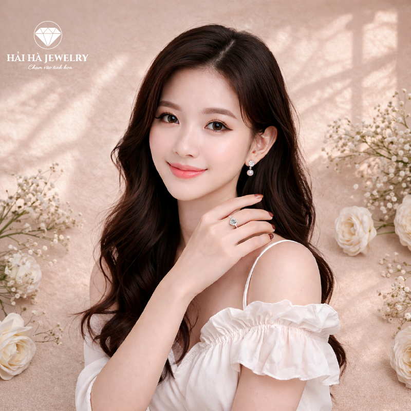 Nhẫn nữ bạc 925 đính moissanite dáng trái tim – viền ôm mềm mại