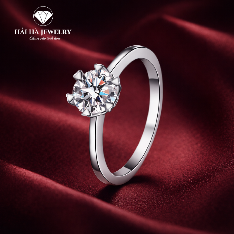 Nhẫn nữ bạc 925 đính moissanite – thiết kế solitaire thanh mảnh