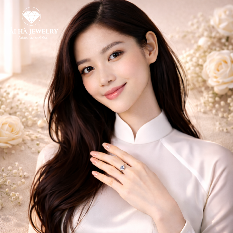 Nhẫn nữ bạc 925 đính moissanite – thiết kế solitaire thanh mảnh