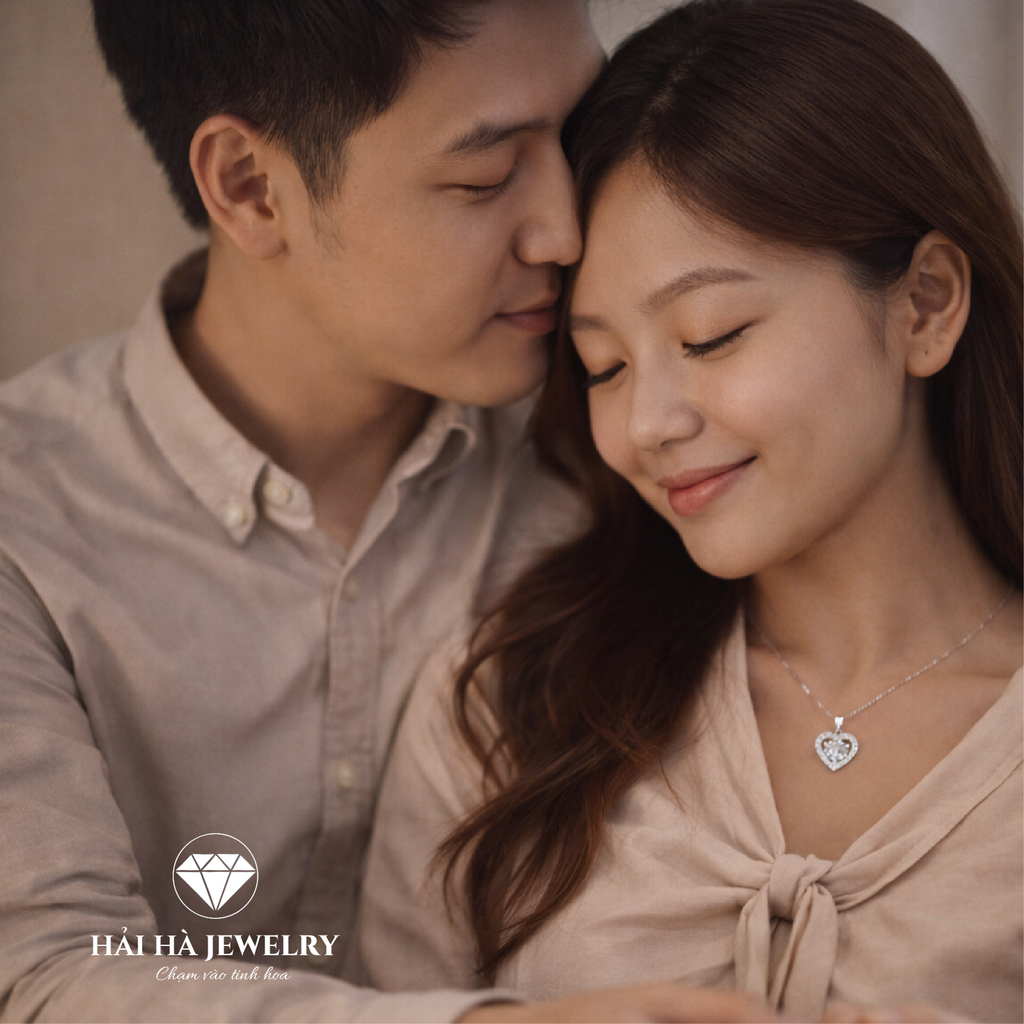 Dây chuyền bạc 925 đính moissanite dáng trái tim | Hải Hà Jewelry