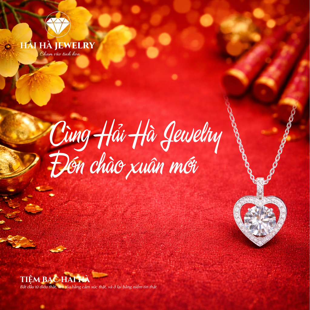 Dây chuyền bạc 925 đính moissanite dáng trái tim | Hải Hà Jewelry