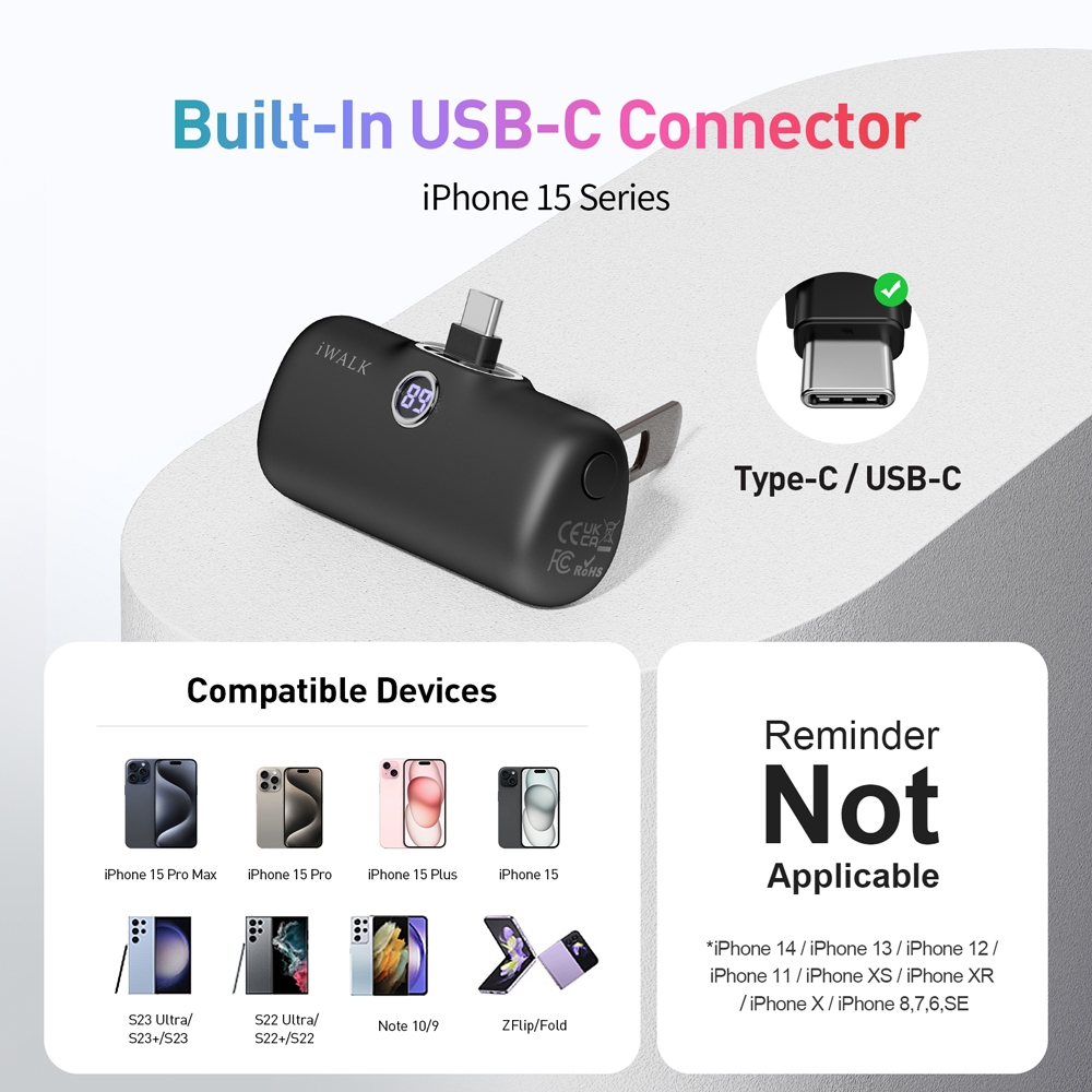 Sạc Dự Phòng iWALK LinkPod Style 5000mAh - Lightning/ Type C, Sạc Nhanh 18W, Đế Gập, LED Hiển Thị