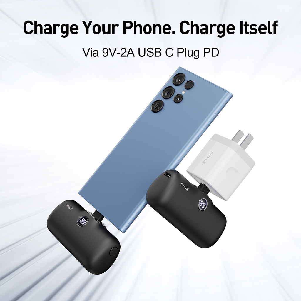 Sạc Dự Phòng Mini iWALK LinkPod P 5000mAh – Lightning/Type C, Sạc Nhanh PD 18W, Màn Hình LED, Nhỏ Gọn