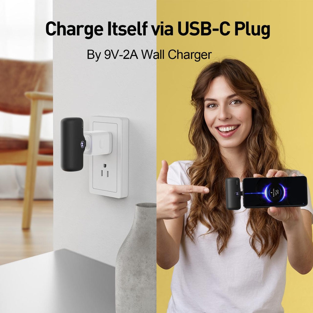 Sạc Dự Phòng Mini iWALK LinkPod P 5000mAh – Lightning/Type C, Sạc Nhanh PD 18W, Màn Hình LED, Nhỏ Gọn