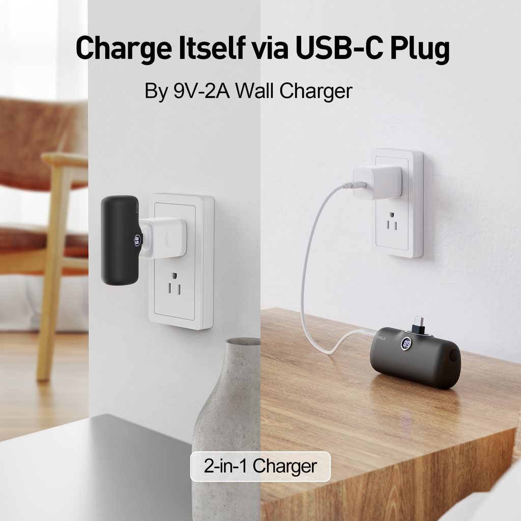 Sạc Dự Phòng Mini iWALK LinkPod P 5000mAh – Lightning/Type C, Sạc Nhanh PD 18W, Màn Hình LED, Nhỏ Gọn