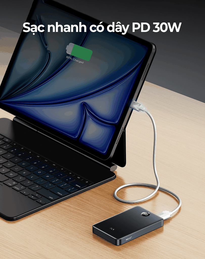 Sạc dự phòng iWALK PowerSlim 10000 10000mAh – Sạc không dây QI 2.0 – Từ tính MagSafe – Sạc nhanh 30W – LCD