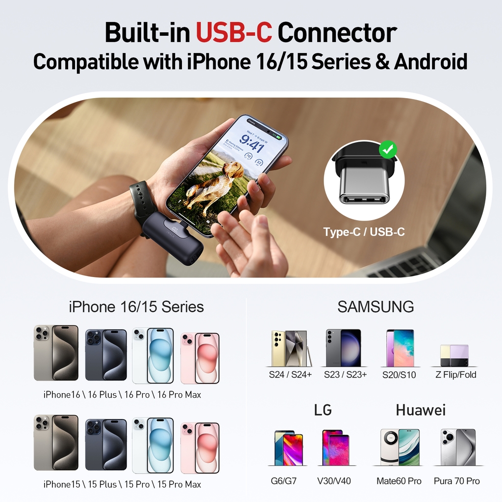 Sạc Dự Phòng Mini IWALK 5500mAh – Sạc Nhanh 22.5W/20W, Cổng Type-C, LED Hiển Thị