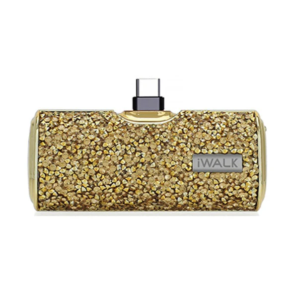 Sạc Dự Phòng Lấp Lánh iWALK – 4500mAh, 2 Cổng Lightning & USB-C, Đính Đá Sang Trọng, Nhỏ Gọn Như Thỏi Son