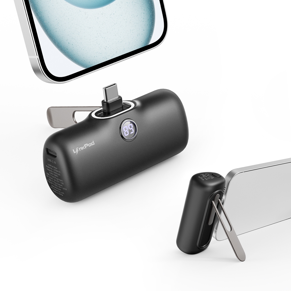 Sạc Dự Phòng iWALK LinkPod Style 5000mAh - Lightning/ Type C, Sạc Nhanh 18W, Đế Gập, LED Hiển Thị