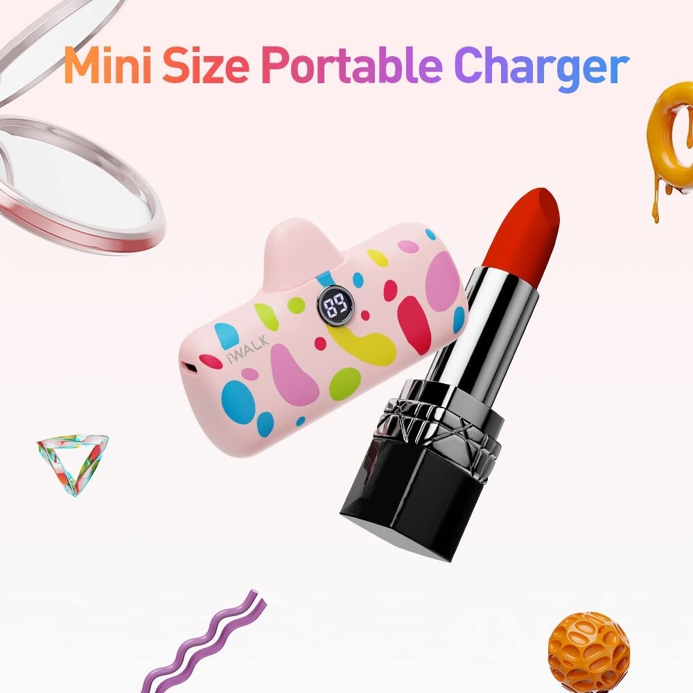 Sạc Dự Phòng Mini Hoạ Tiết iWALK 5000mAh – Lightning/ TypeC, Sạc Nhanh PD 18W, Màn Hình LED, Nhỏ Gọn