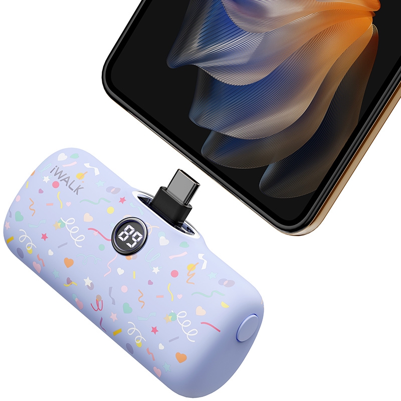 Sạc Dự Phòng Mini Hoạ Tiết iWALK 5000mAh – Lightning/ TypeC, Sạc Nhanh PD 18W, Màn Hình LED, Nhỏ Gọn
