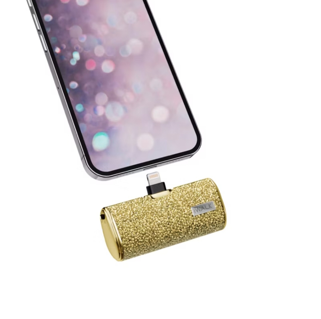 Sạc Dự Phòng Lấp Lánh iWALK – 4500mAh, 2 Cổng Lightning & USB-C, Đính Đá Sang Trọng, Nhỏ Gọn Như Thỏi Son