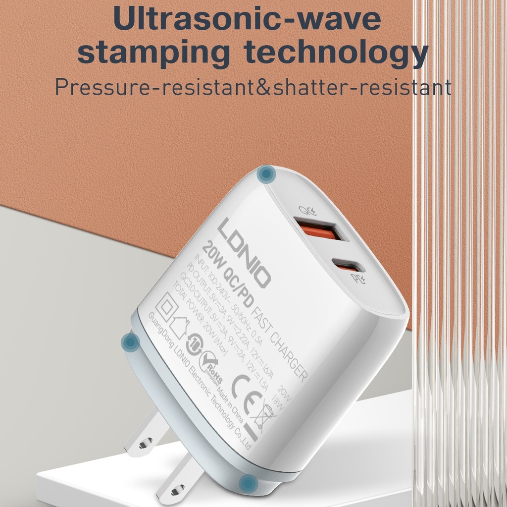 Củ Sạc Nhanh Q229 20W – 2 Cổng USB (PD + QC3.0), Kèm Dây USB-A to Type-C, Chân Cắm EU/US/UK