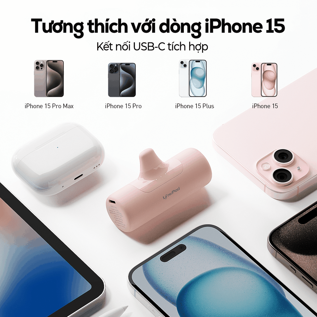 Sạc dự phòng iWALK LinkPod 4Pro 4500mAh Nhỏ Gọn Như Thỏi Son Sạc Nhanh – USB-C & Ligntning - Mini gắn trực tiếp