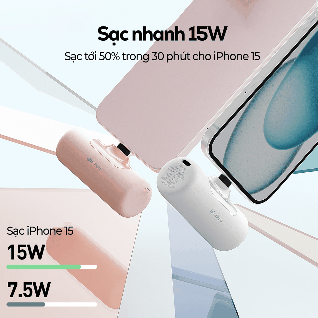 Sạc dự phòng iWALK LinkPod 4Pro 4500mAh Nhỏ Gọn Như Thỏi Son Sạc Nhanh – USB-C & Ligntning - Mini gắn trực tiếp