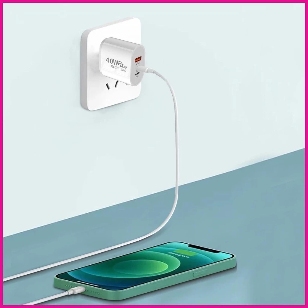 Củ Sạc Nhanh 40W – 3 Cổng PD & QC 3.0, Hỗ Trợ Sạc Nhanh Diện Thoại, Laptop – JNDVINA
