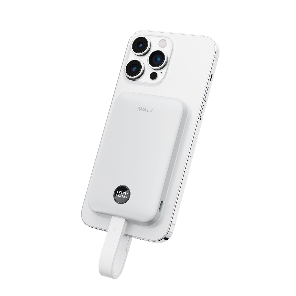 Sạc dự phòng iWALK PowerGrip Slim 5000mAh – Sạc không dây từ tính 15W – Siêu mỏng – LED hiển thị