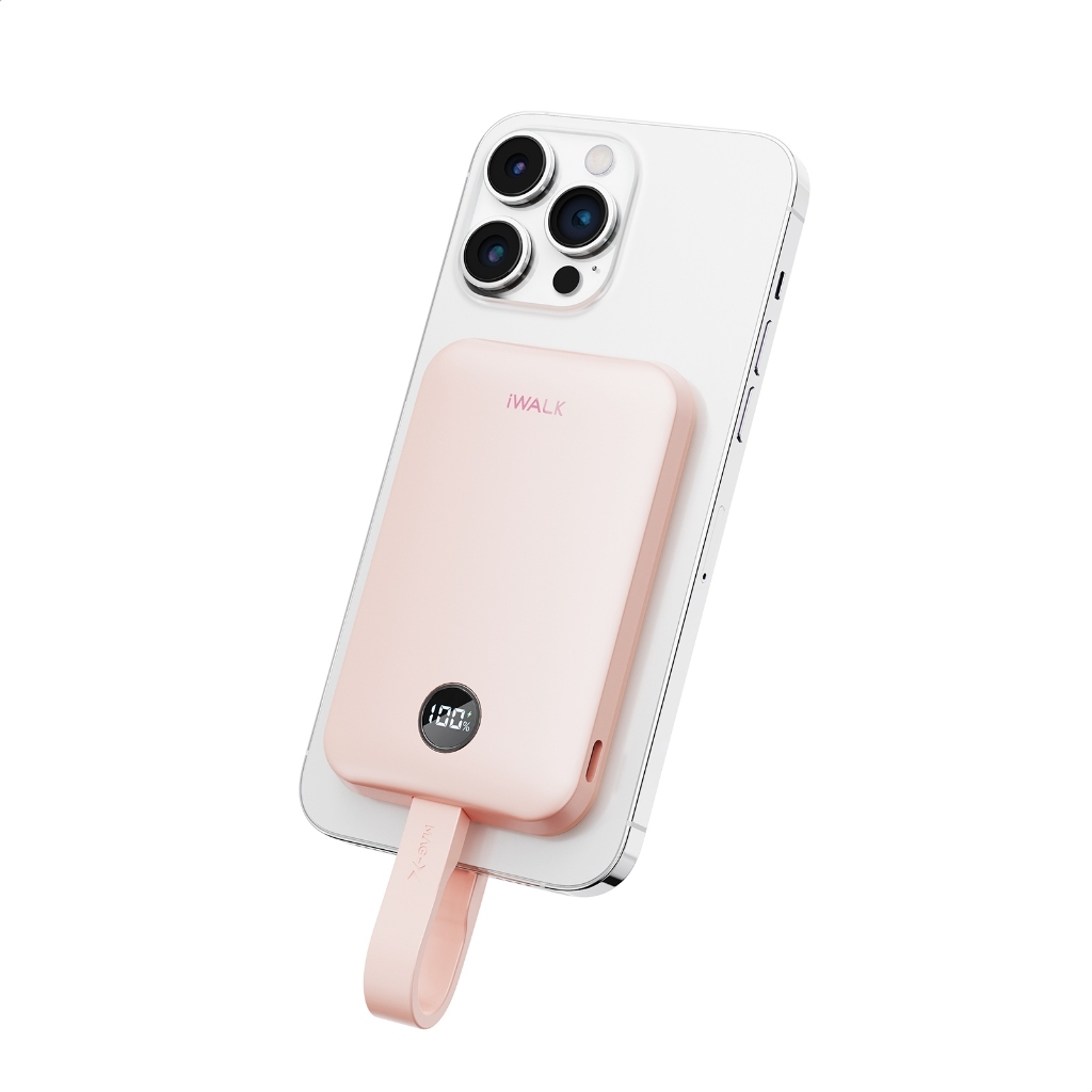 Sạc dự phòng iWALK PowerGrip Slim 5000mAh – Sạc không dây từ tính 15W – Siêu mỏng – LED hiển thị