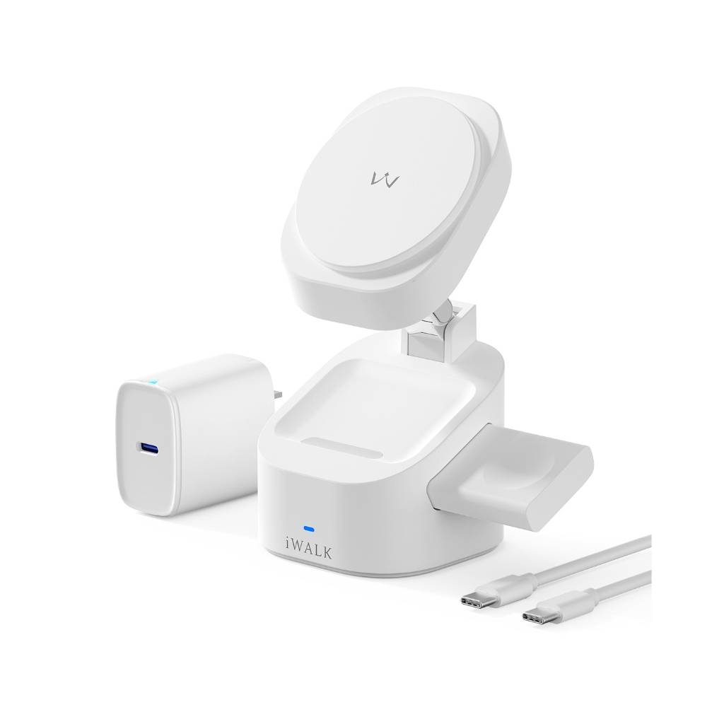 Đế sạc không dây iWALK StandMe Power 3-in-1 – Sạc iPhone Apple Watch AirPods – Gập gọn – Sạc nhanh 15W