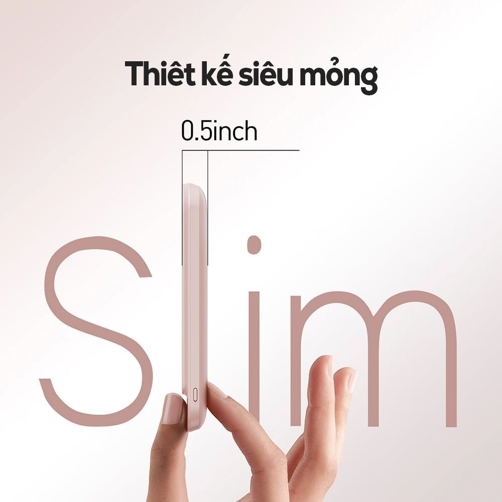 Sạc dự phòng iWALK PowerGrip Slim 5000mAh – Sạc không dây từ tính 15W – Siêu mỏng – LED hiển thị