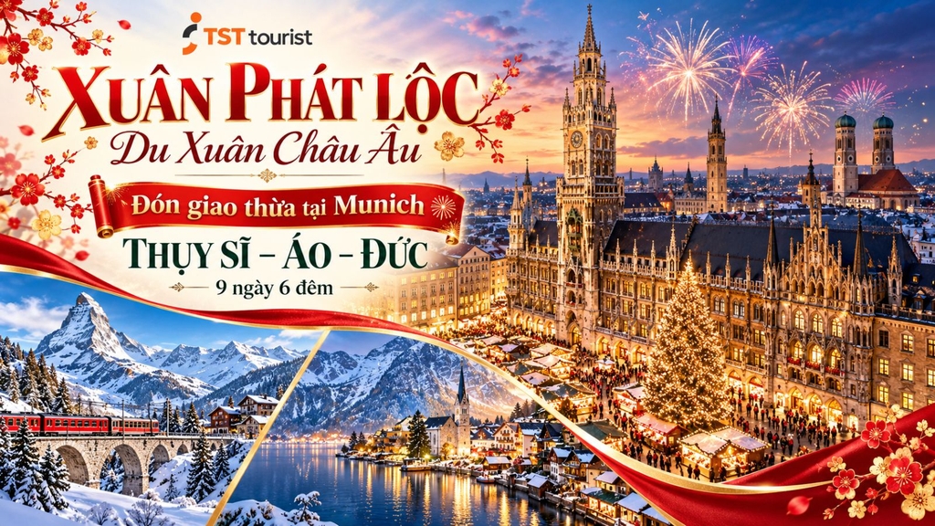 Tour Thụy Sĩ - Áo - Đức (9N6D): Đón Giao Thừa Châu Âu Tết 2027
