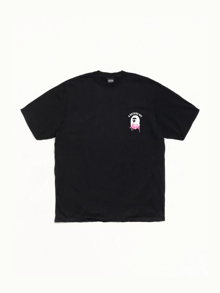 Stussy x BAPE Pink Logo Tee