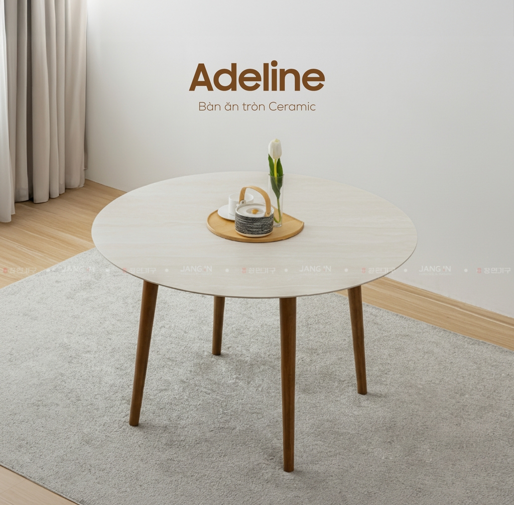 BÀN ĂN TRÒN ĐÁ CERAMIC ADELINE 4 CHỖ