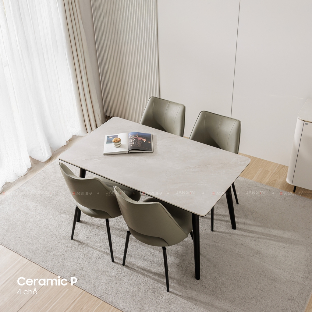 BỘ BÀN ĂN CERAMIC 6 CHỖ AMELIA + GHẾ LUMI