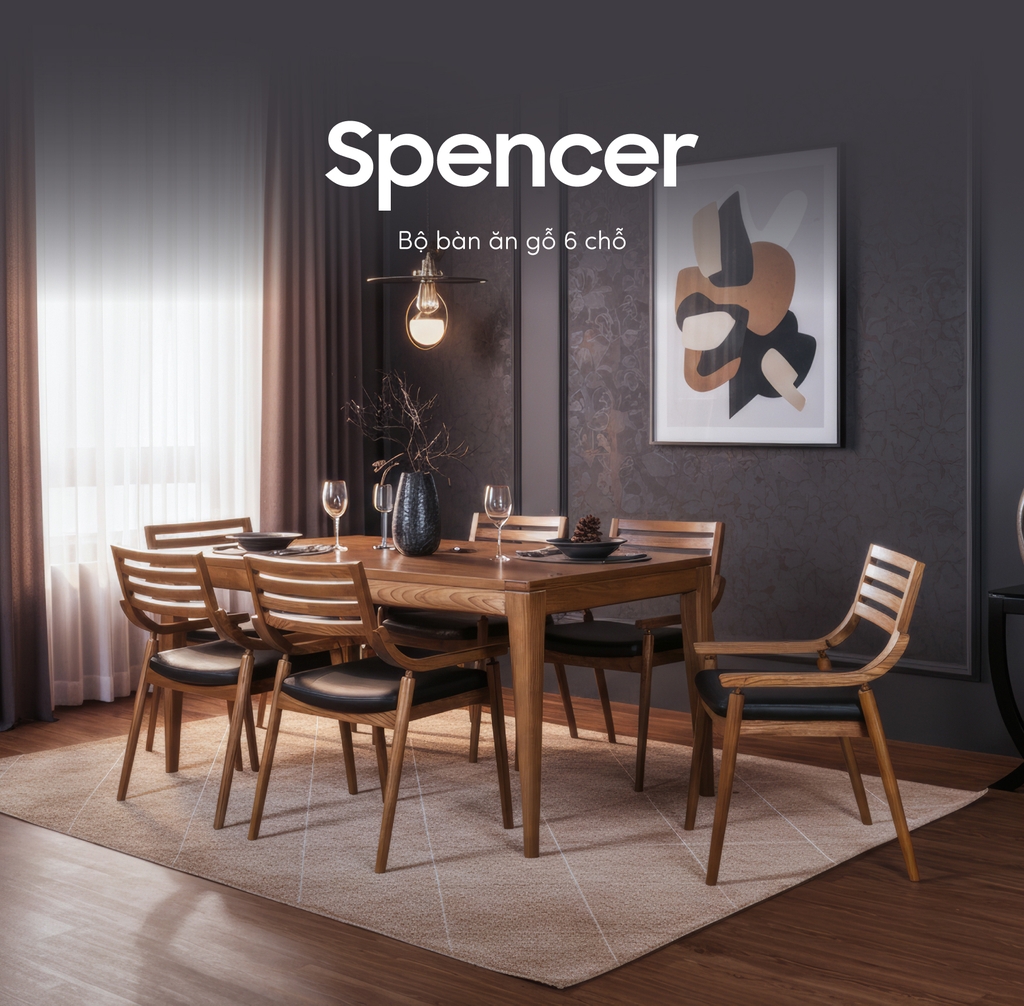 BỘ BÀN ĂN GỖ SPENCER(N)