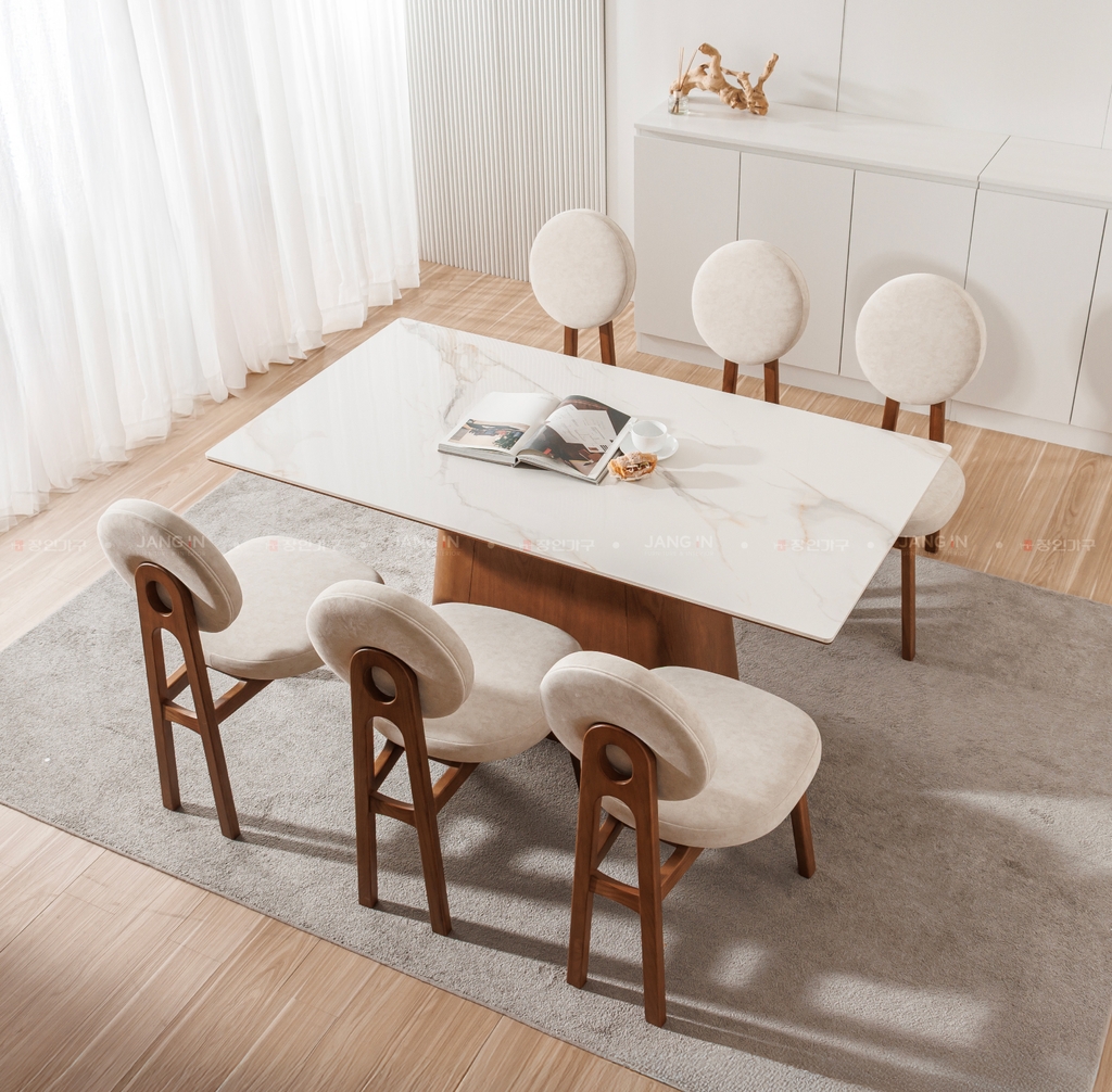 BỘ BÀN ĂN ĐÁ CERAMIC 6 CHỖ EDEN MẶT B