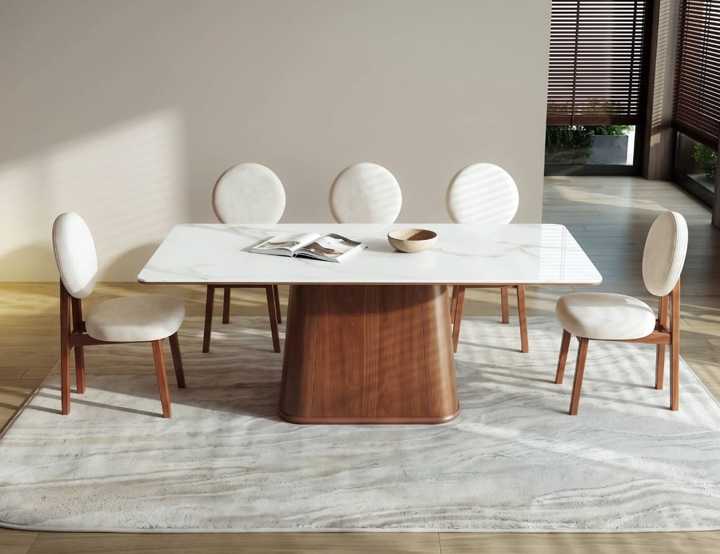 BÀN ĂN CHỮ NHẬT MẶT ĐÁ CERAMIC EDEN 6 CHỖ