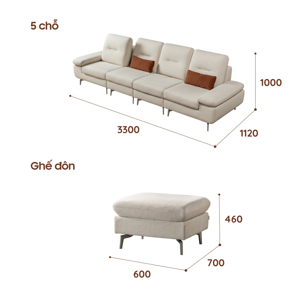 BỘ SOFA MODULE VẢI FREYA