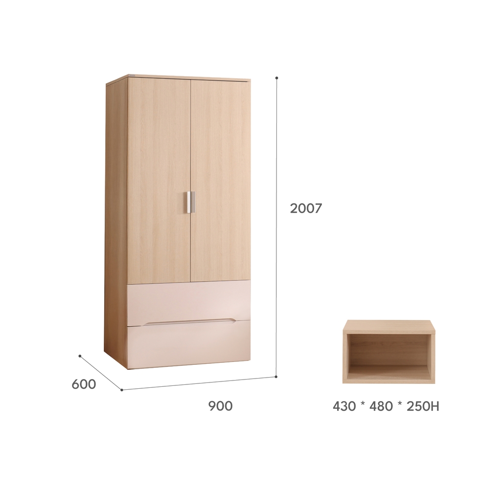 TỦ ÁO 2 CÁNH NEXORA(900)