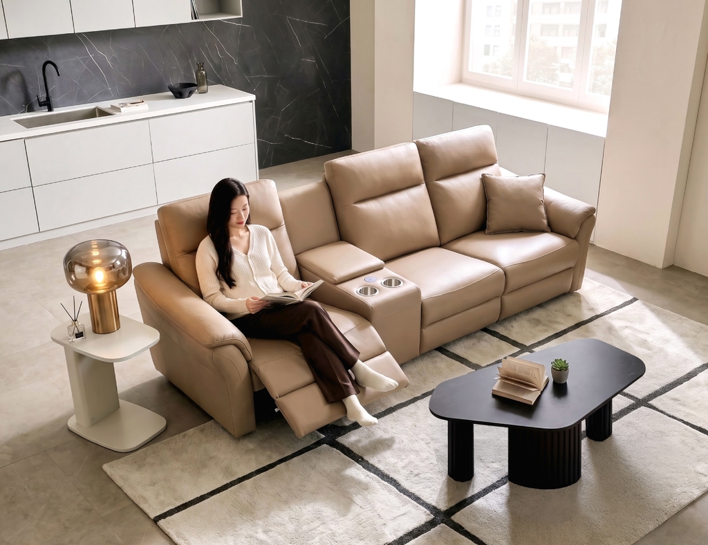 SOFA DA THƯ GIÃN VIENNA 4 CHỖ NOMAD+ BÀN LỮU TRỮ