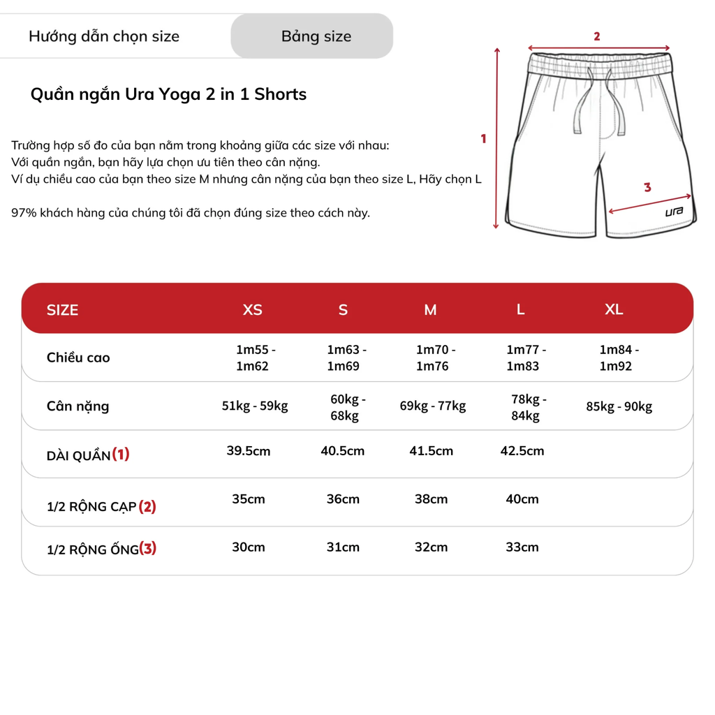 Quần Ngắn Ura Yoga 2 in 1 Shorts