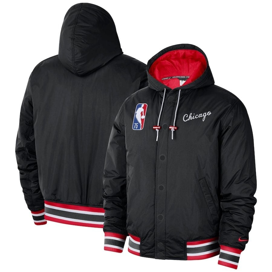 Áo Phao NK Chicago Bulls City Edition Courtside Hooded Full-Zip Bomber Jacket
