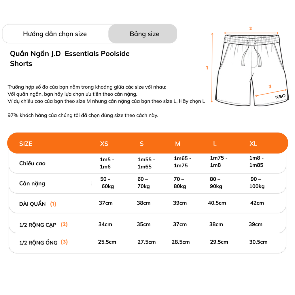 Quần Ngắn JD Essentials Poolside Shorts