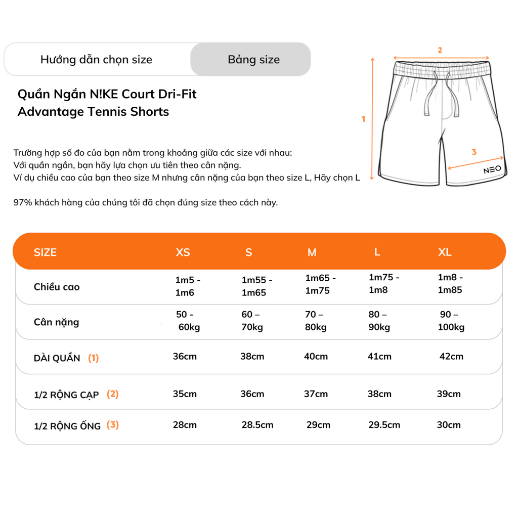 Quần Ngắn NK Court Dri-Fit Advantage Tennis Shorts