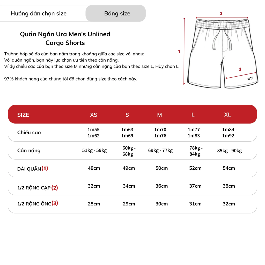 Quần Ngắn Ura Men's Unlined Cargo Shorts