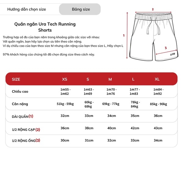 Quần Ngắn Ura Tech Running Shorts