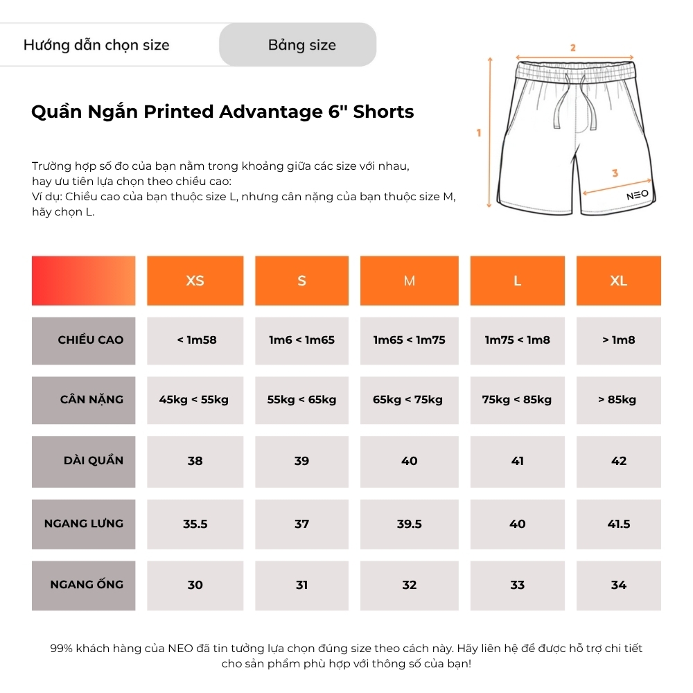 Quần Ngắn Court Printed Advantage 6'' Shorts