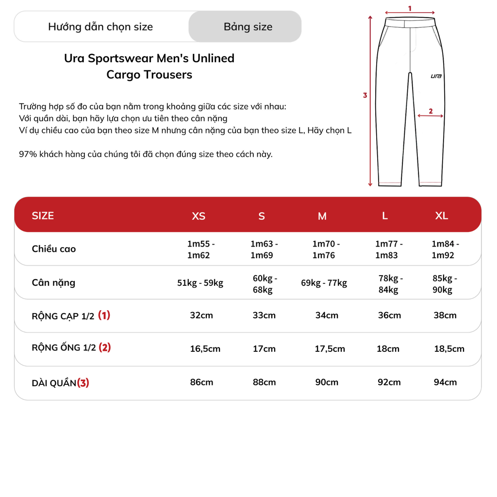Quần Dài Ura Sportswear Men's Unlined Cargo Trousers