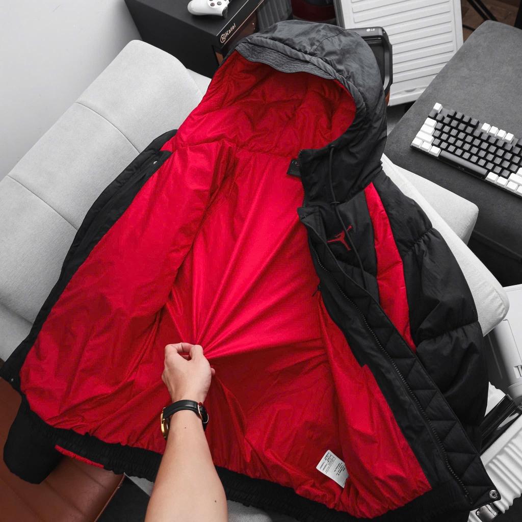 Áo Phao Air JD Wide Stripe Zipper Hooded Winter Jacket